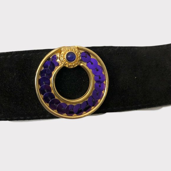 Compagnie Internationale EXPRESS Vintage Suede Belt With Gold and Sequins main image 6